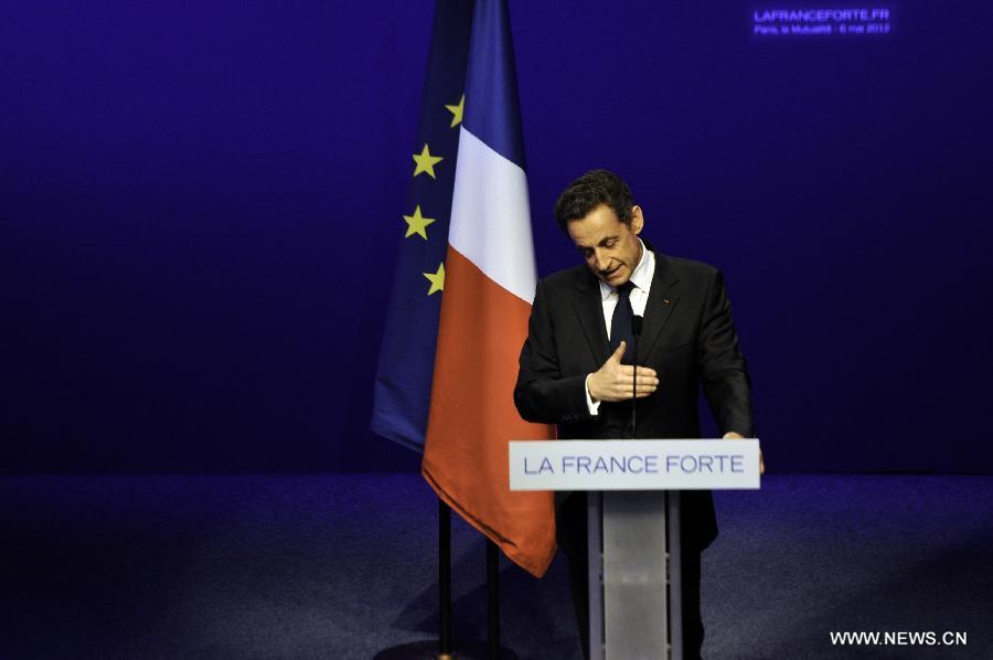 Sarkozy delivers speech after defeat in election