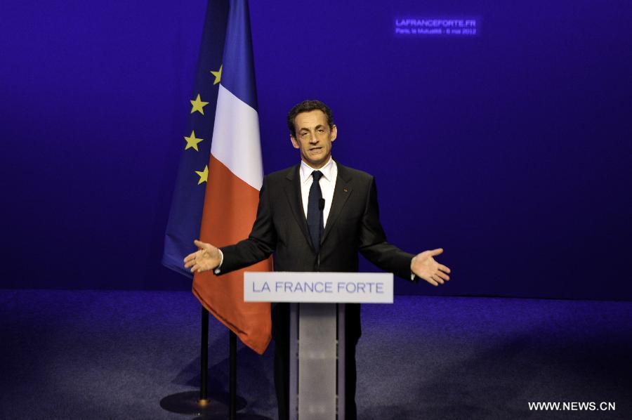 Sarkozy delivers speech after defeat in election